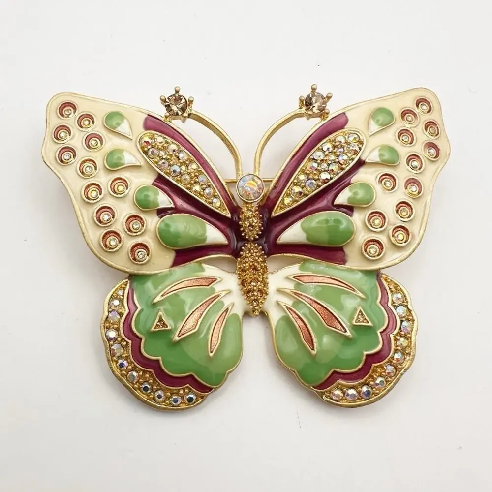 Kenneth Jay Lane Butterfly Brooch Vintage KJL Oversized Pin Statement Jewelry